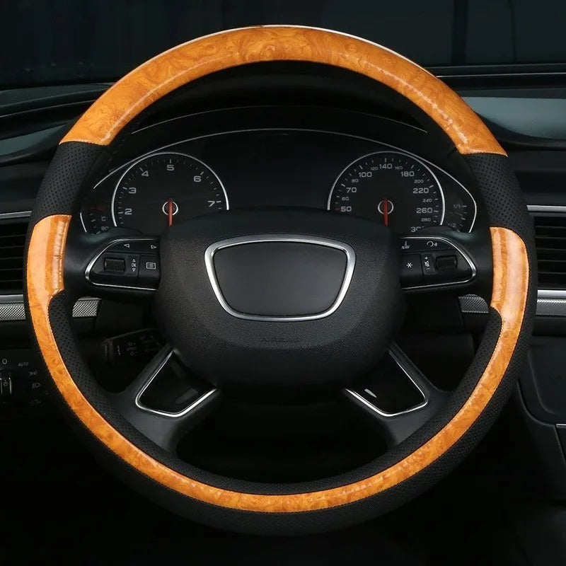 Universal Carbon Fiber Leather Steering Wheel Cover 38cm – Non-Slip Microfiber Leather Steering Wheel Grip for Cars, SUVs & Trucks - Delicate Leather