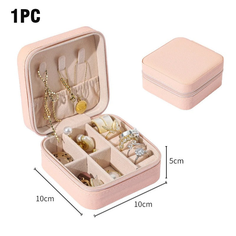 Double Layer PU Leather Portable Travel Jewelry Box - Storage Organizer Packaging Case for Earrings, Rings, Necklaces - Delicate Leather