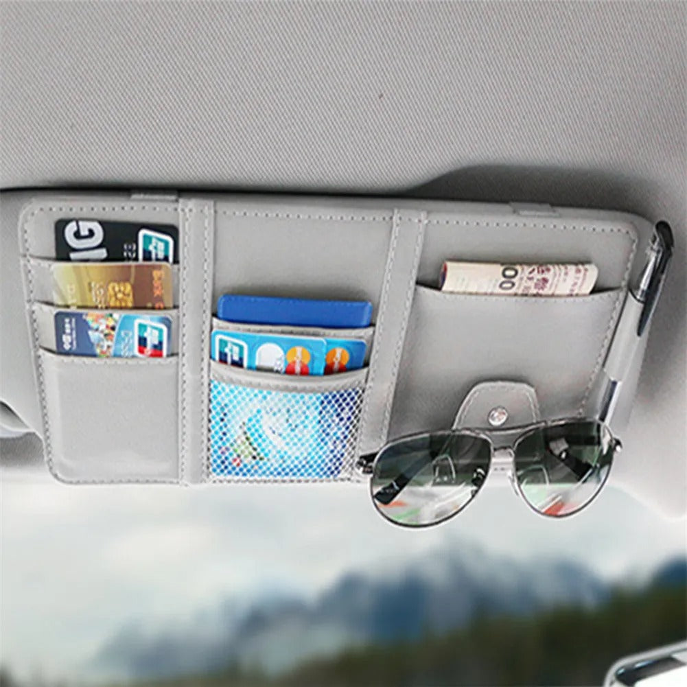 Car Styling Visor Organizer - Auto Sun Visor Storage Pouch - Delicate Leather