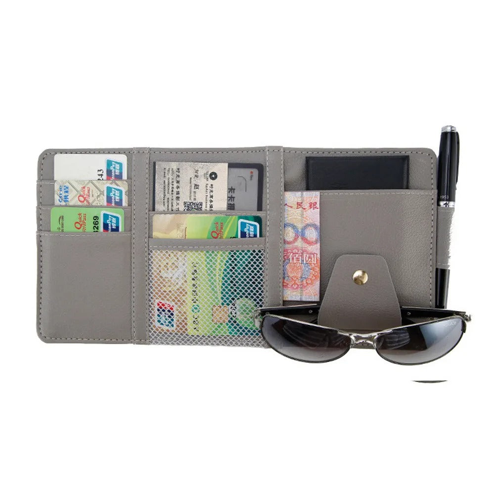 Car Styling Visor Organizer - Auto Sun Visor Storage Pouch - Delicate Leather