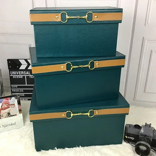 Luxury PU Leather Orange Storage Bins - Delicate Leather