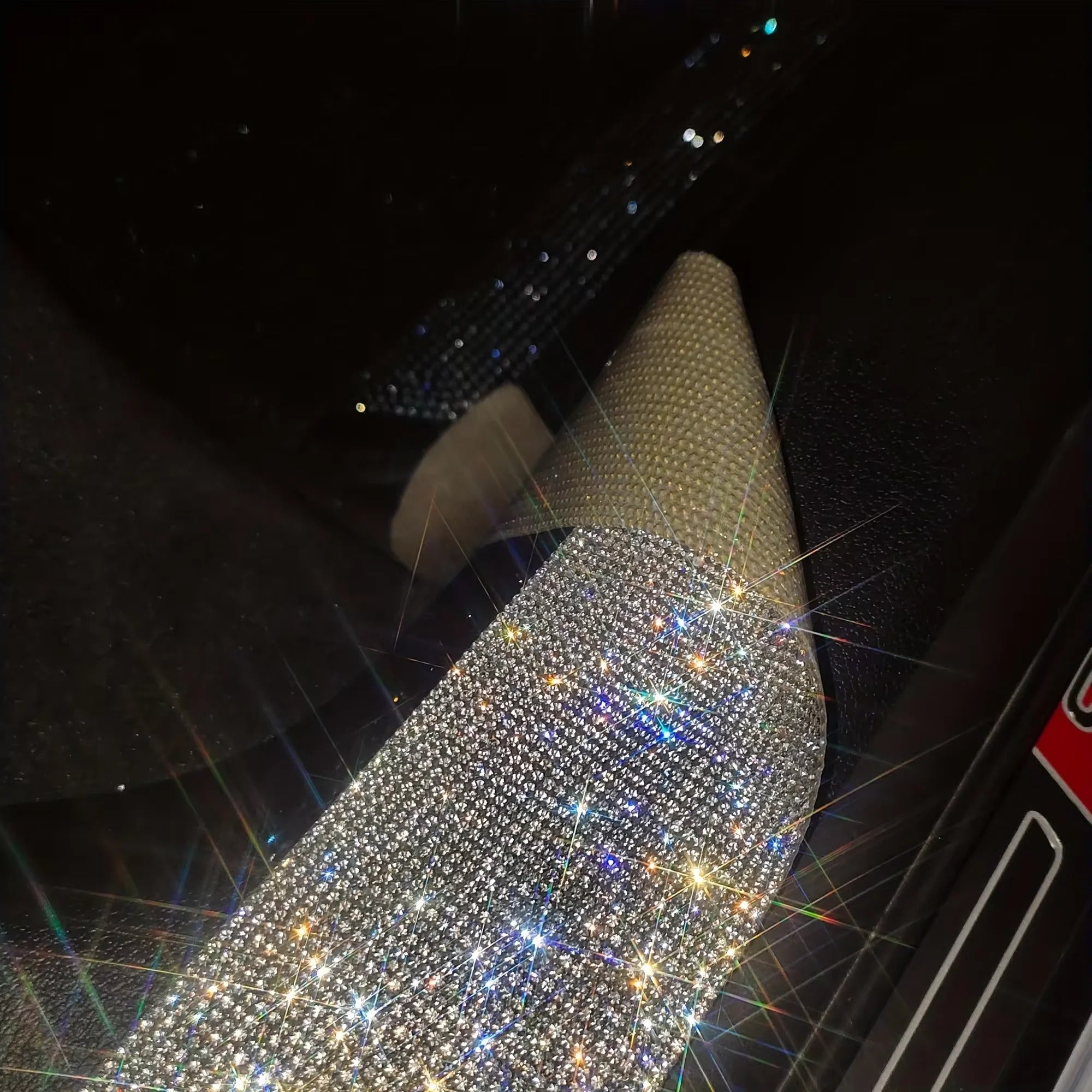 Shiny Crystal Car Door Sill Strip Sticker – Rhinestone Auto Door Frame Protector, Sparkling Decorative Sticker - Delicate Leather