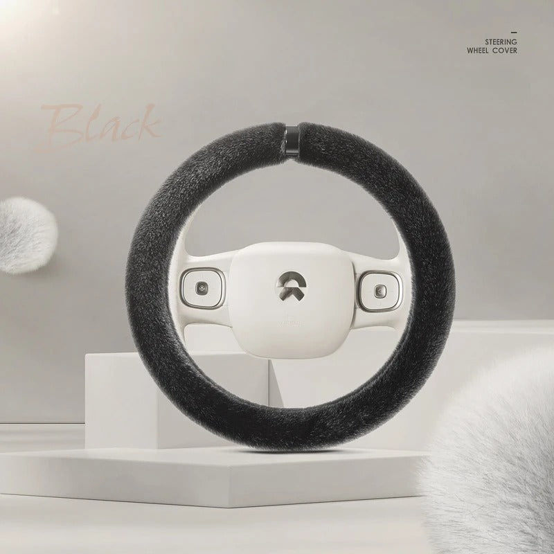 Luxury Plush Steering Wheel Cover – Universal 15-Inch Soft Fluffy Winter Grip (O & D Shape) - Delicate Leather