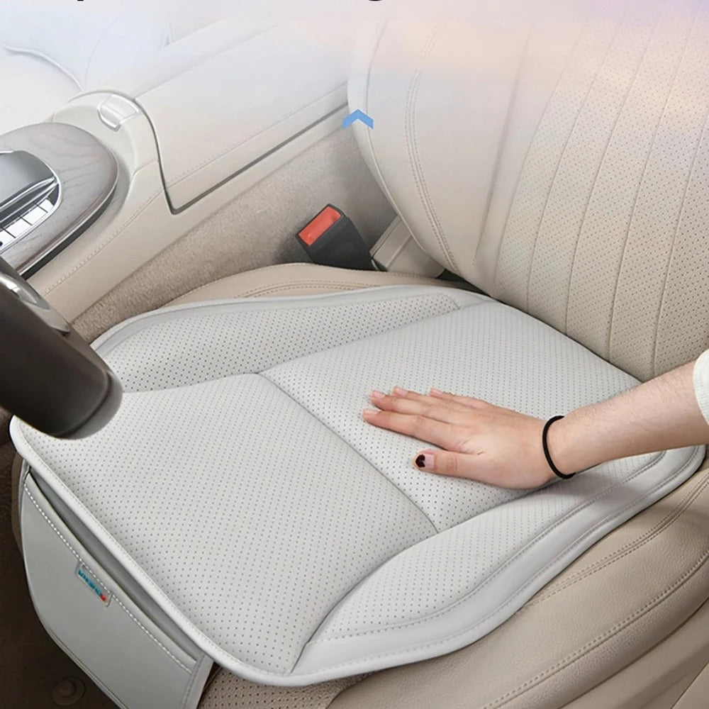 Nappa Leather Car Seat Cover Set – Breathable Four-Season Cushion with Headrest - Delicate Leather