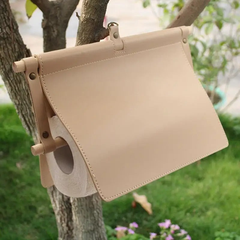 Camping Tissue Storage Box - Outdoor Household Leather Storage Bag for Dining and Travelling - Delicate Leather