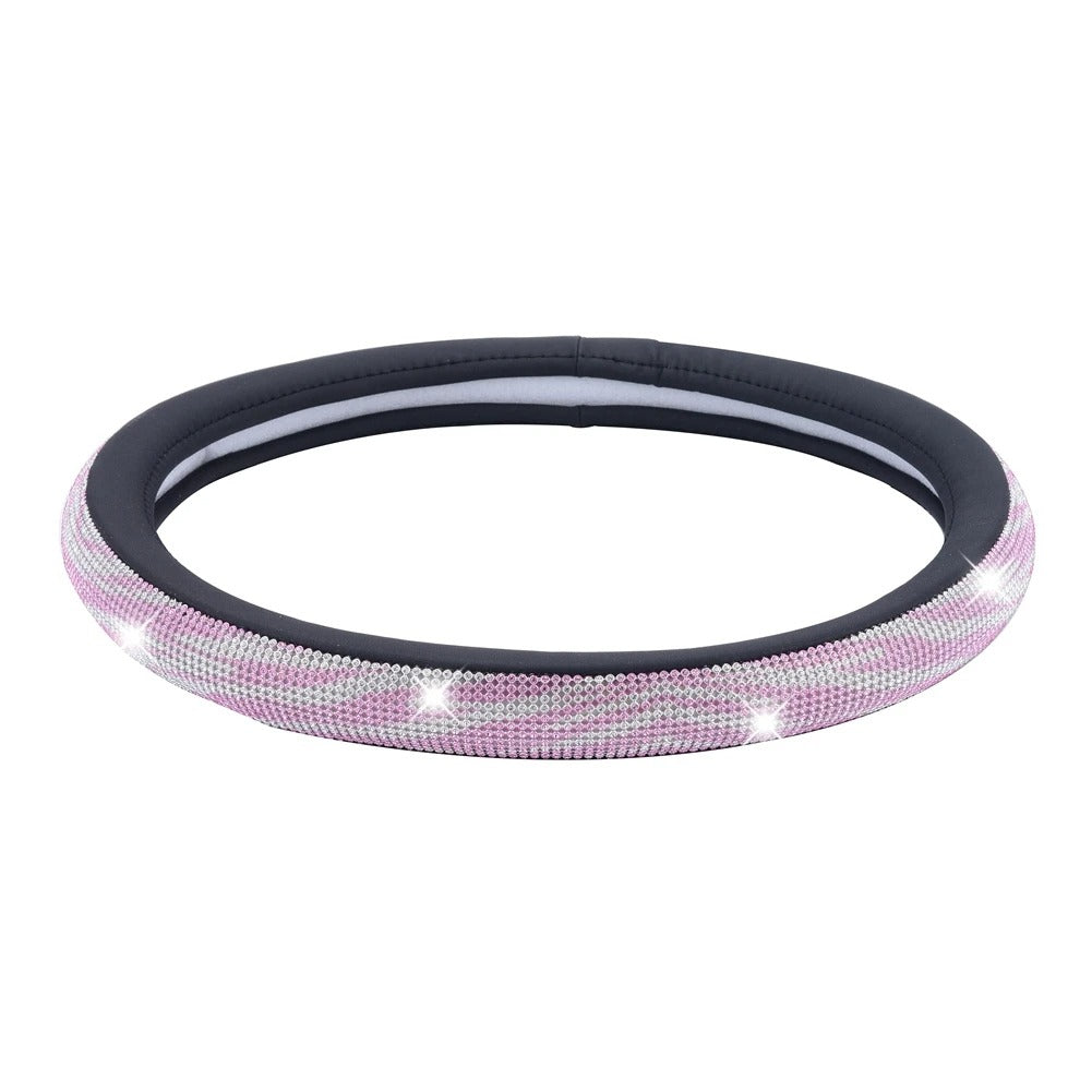 Luxury 3D Square Diamond Steering Wheel Cover – Ultra Bling Crystal PU Leather Fit for 37.5–38cm - Delicate Leather