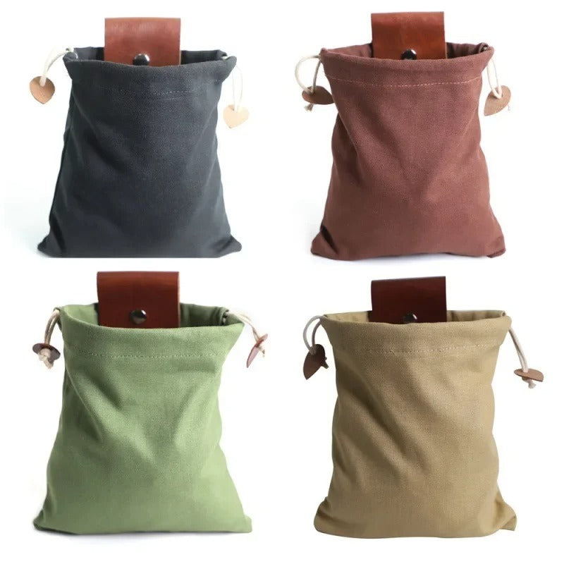 Portable Outdoor Foraging Bag - Collapsible Fruit Picking Pouch - Delicate Leather