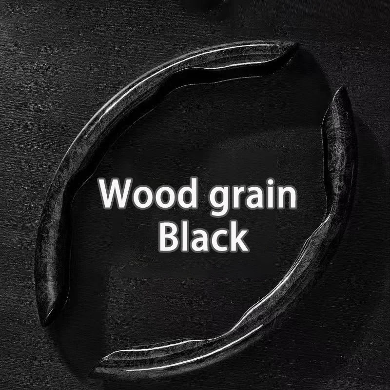 Universal Wood Grain Steering Wheel Cover 38cm – Breathable Non-Slip Sweat-Absorbent Car Steering Wheel Protector - Delicate Leather