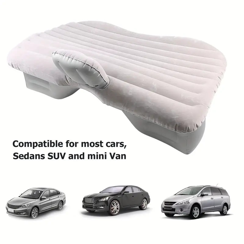 Premium Inflatable Car Mattress for Back Seat – Travel Air Bed with Air Pump and Two Pillows, Ideal for Camping, Road Trips, and SUVs/Trucks - Delicate Leather