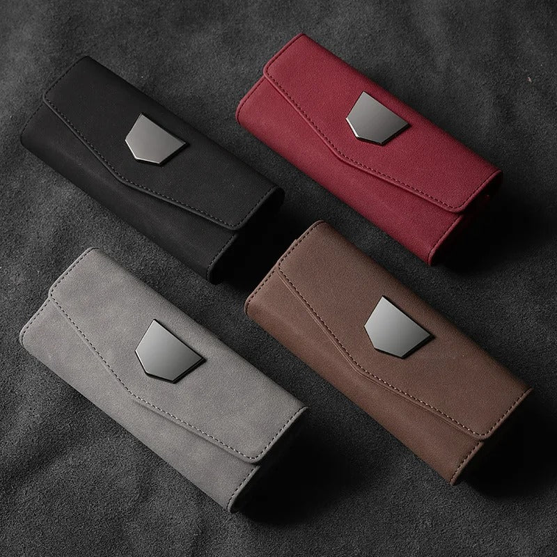 Car Glasses Holder - Sun Visor Case Storage Box - Delicate Leather