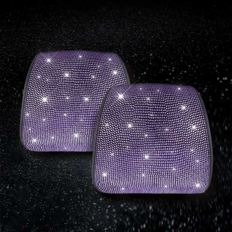 1PC Bling Car Seat Headrest Cover – Rhinestone Plush Headrest Cushion Protector Universal Auto Interior Accessory - Delicate Leather