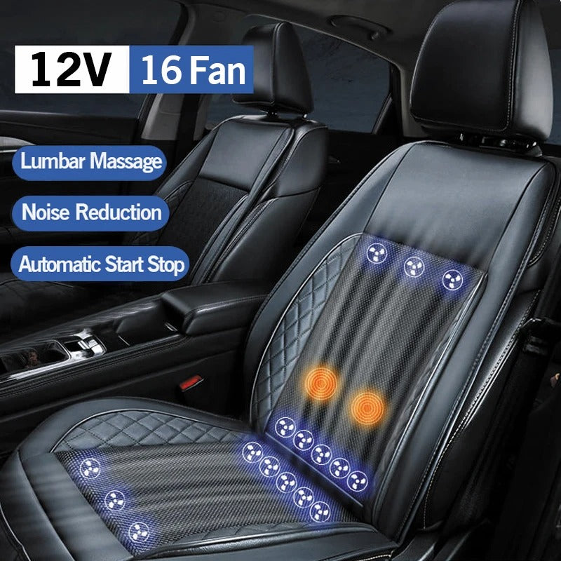 12V Car Cooling Seat Cushion with Built-in Fans – Ventilated Summer Seat Cover with Heat Dissipation and Massage Function - Delicate Leather