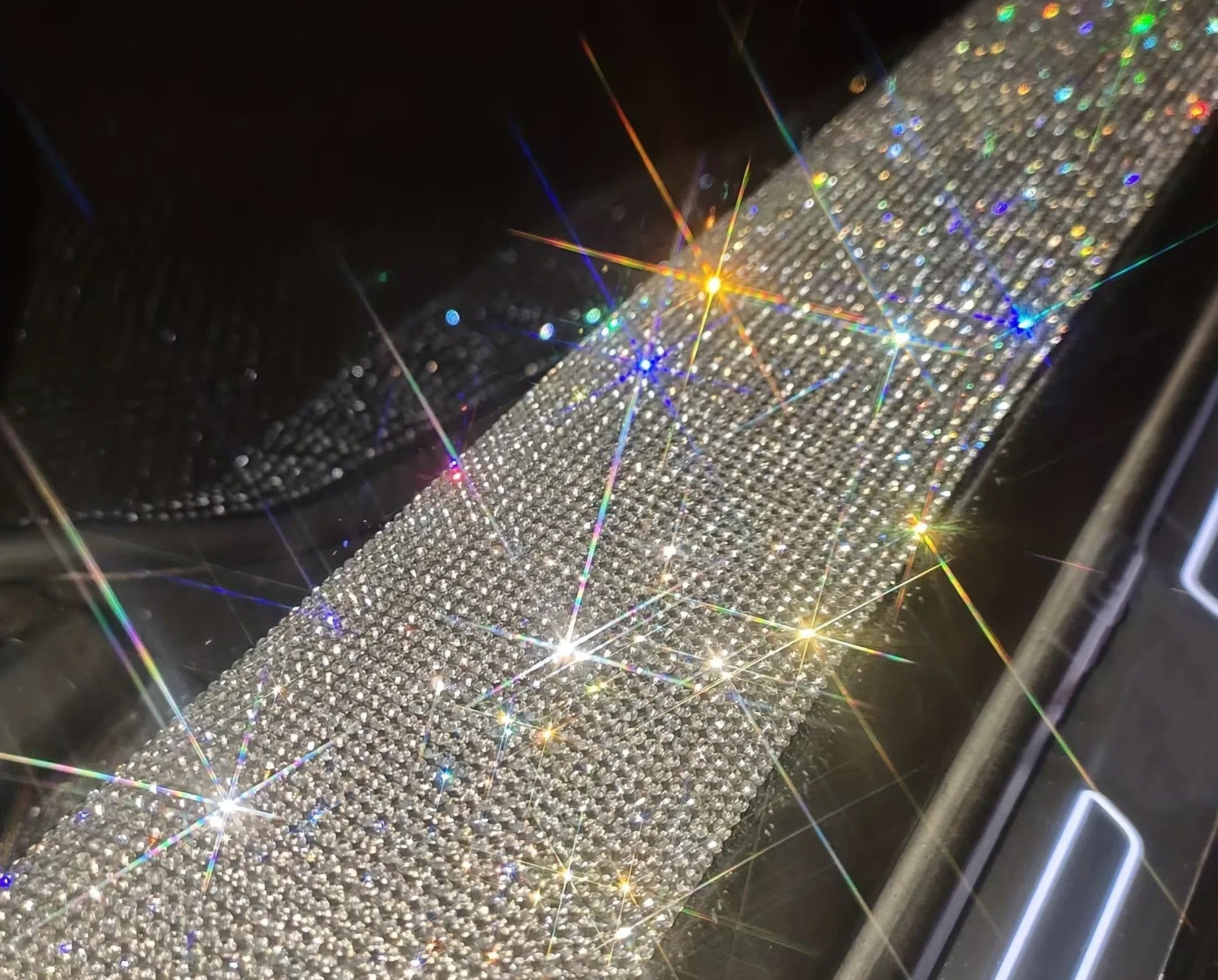 Shiny Crystal Car Door Sill Strip Sticker – Rhinestone Auto Door Frame Protector, Sparkling Decorative Sticker - Delicate Leather