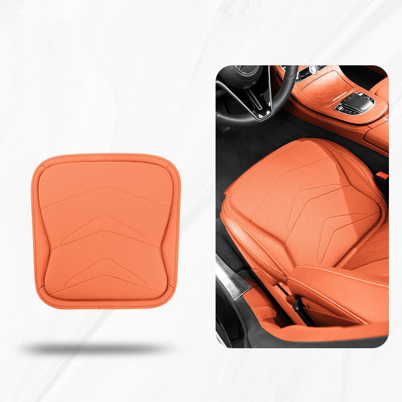 Nappa Leather Seat Cushion & Lumbar Support – Breathable Non-Slip Car Interior Pad - Delicate Leather