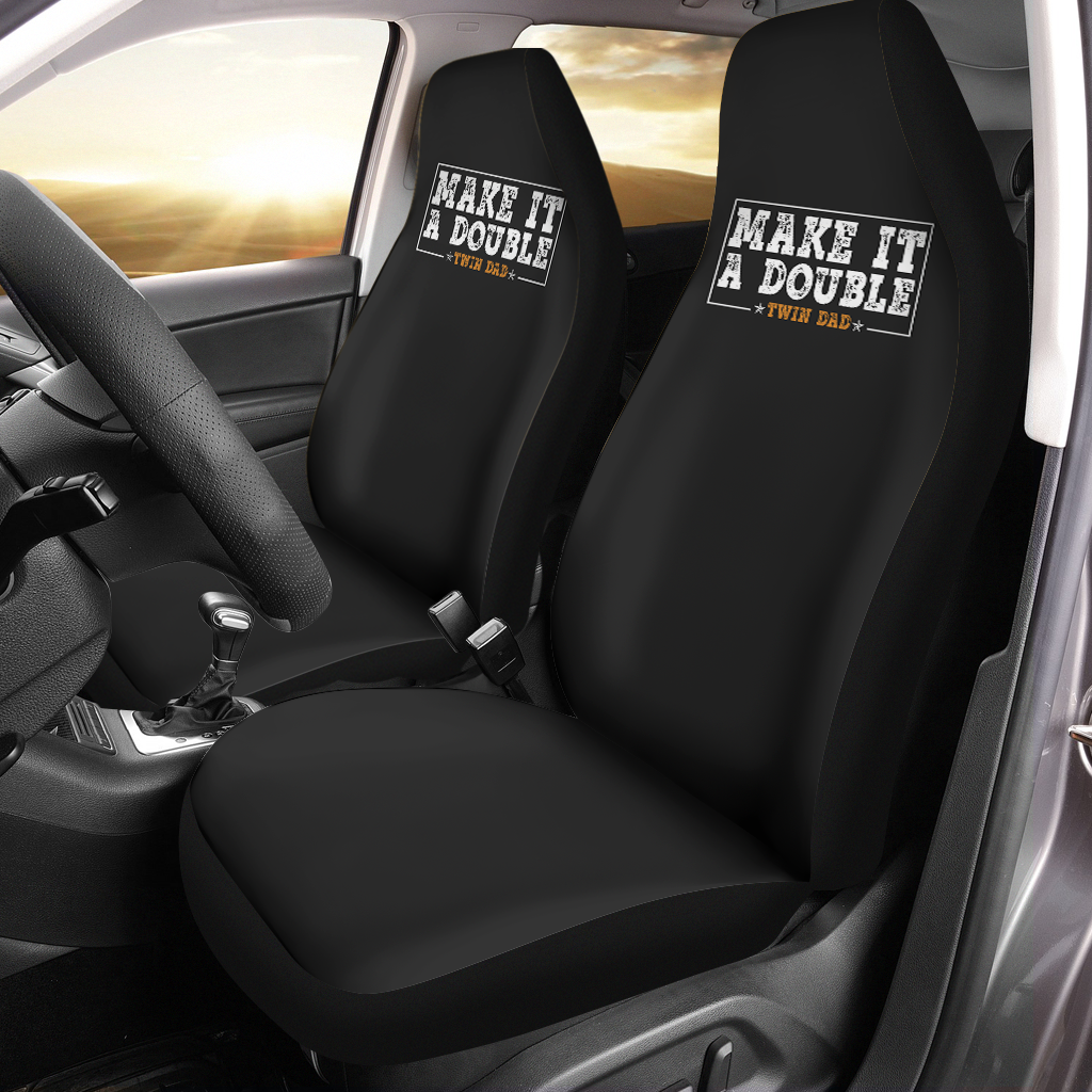 Twin Dad Fathers Day Car Seat Covers, Make It A Double Car Seat Covers,Custom For Your Cars, Car Bucket Seat Protection Airbag Compatible 2 PCS, Car Accessories, Happy Father's Day, Father's Day Gift - Delicate Leather