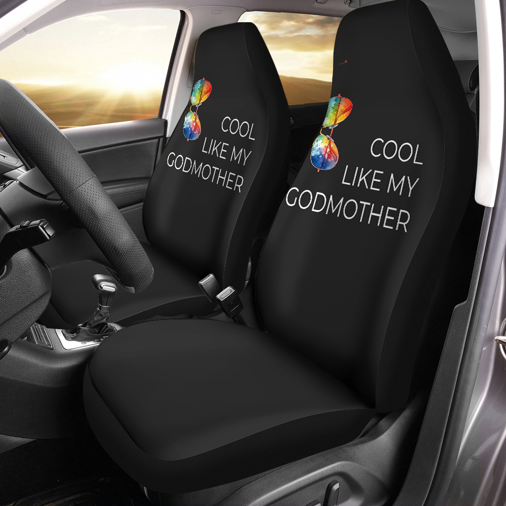 Cool Like My Godmother Car Seat Covers, The Godmother Gift, Custom For Your Cars, Car Bucket Seat Protection Airbag Compatible 2 PCS, Car Accessories, Mother’s Day gift, Gifts For Mom - Delicate Leather