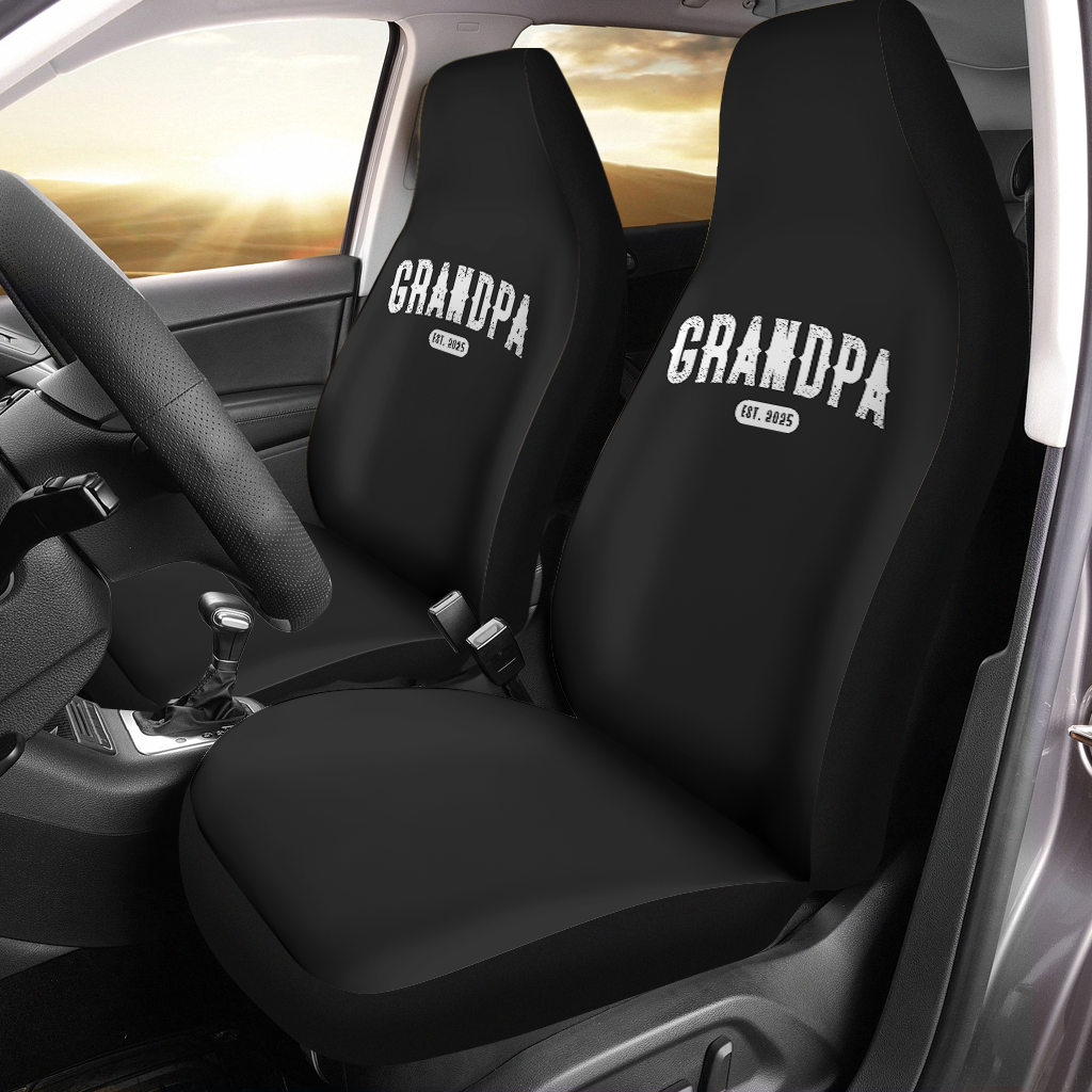 Retro Personalized Grandpa Car Seat Covers, Cool Grandpa Car Seat Covers, Custom For Your Cars, Car Bucket Seat Protection Airbag Compatible 2 PCS, Car Accessories, Happy Father's Day, Father's Day Gift - Delicate Leather