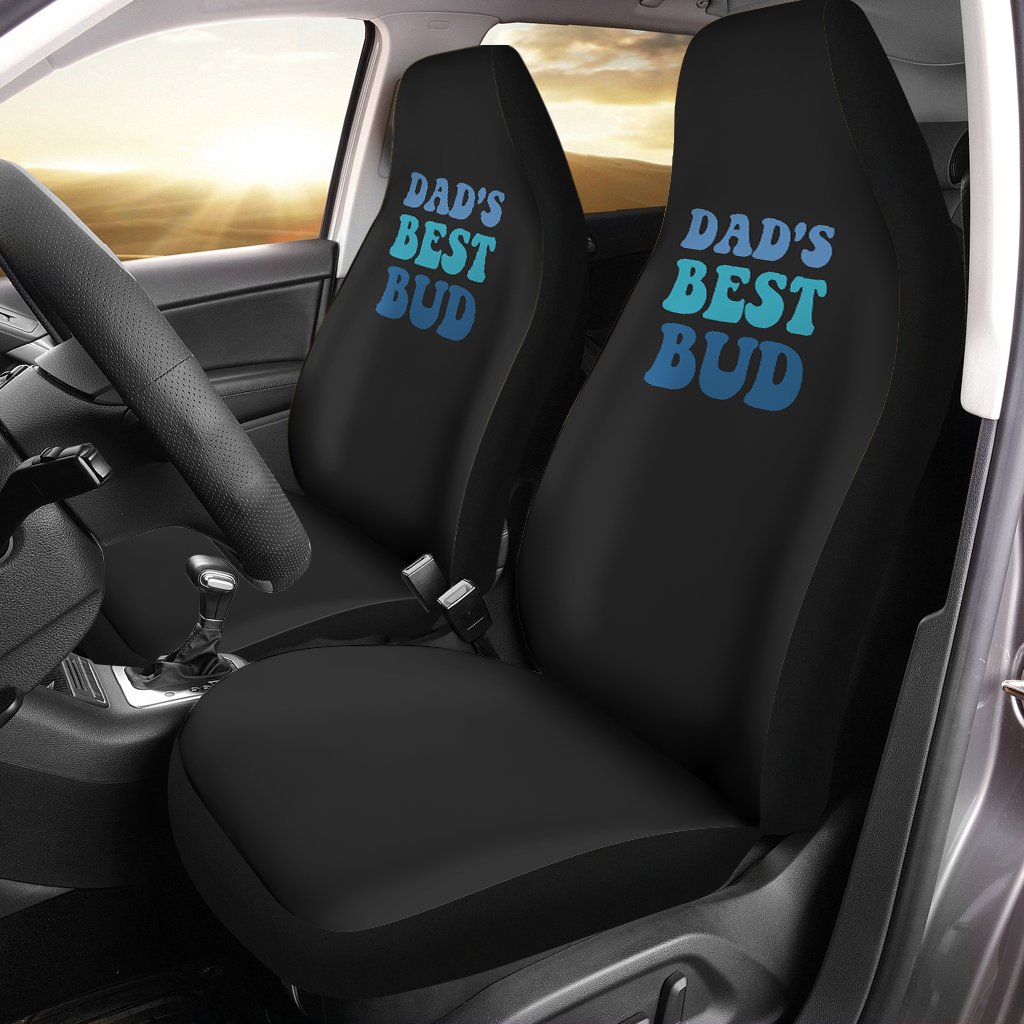 Dad's Best Bud Car Seat Covers, Custom For Your Cars, Car Bucket Seat Protection Airbag Compatible 2 PCS, Car Accessories, Happy Father's Day, Father's Day Gift - Delicate Leather