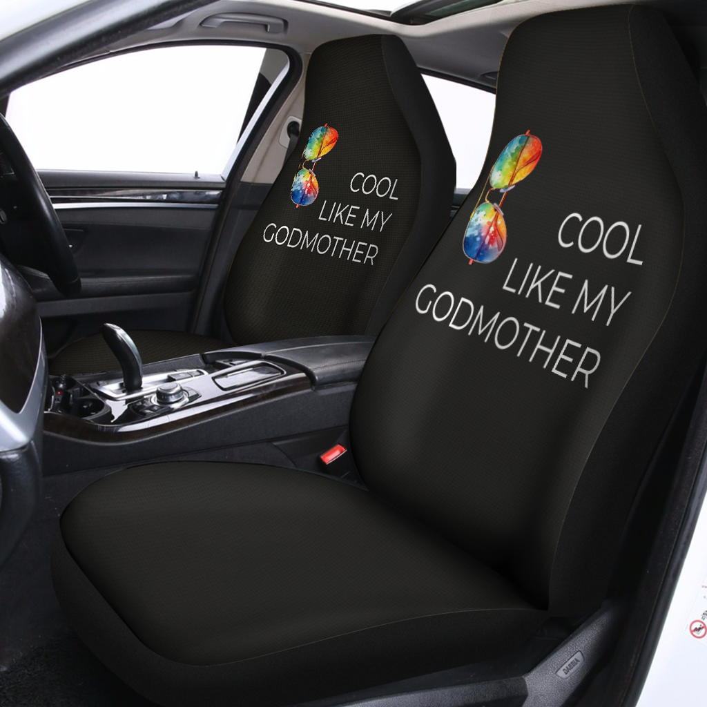 Cool Like My Godmother Car Seat Covers, The Godmother Gift, Custom For Your Cars, Car Bucket Seat Protection Airbag Compatible 2 PCS, Car Accessories, Mother’s Day gift, Gifts For Mom - Delicate Leather