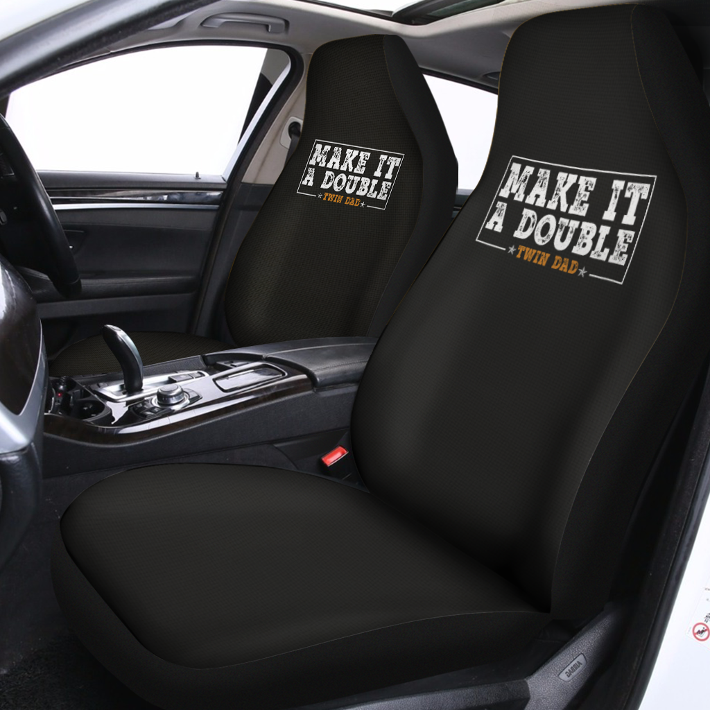Twin Dad Fathers Day Car Seat Covers, Make It A Double Car Seat Covers,Custom For Your Cars, Car Bucket Seat Protection Airbag Compatible 2 PCS, Car Accessories, Happy Father's Day, Father's Day Gift - Delicate Leather