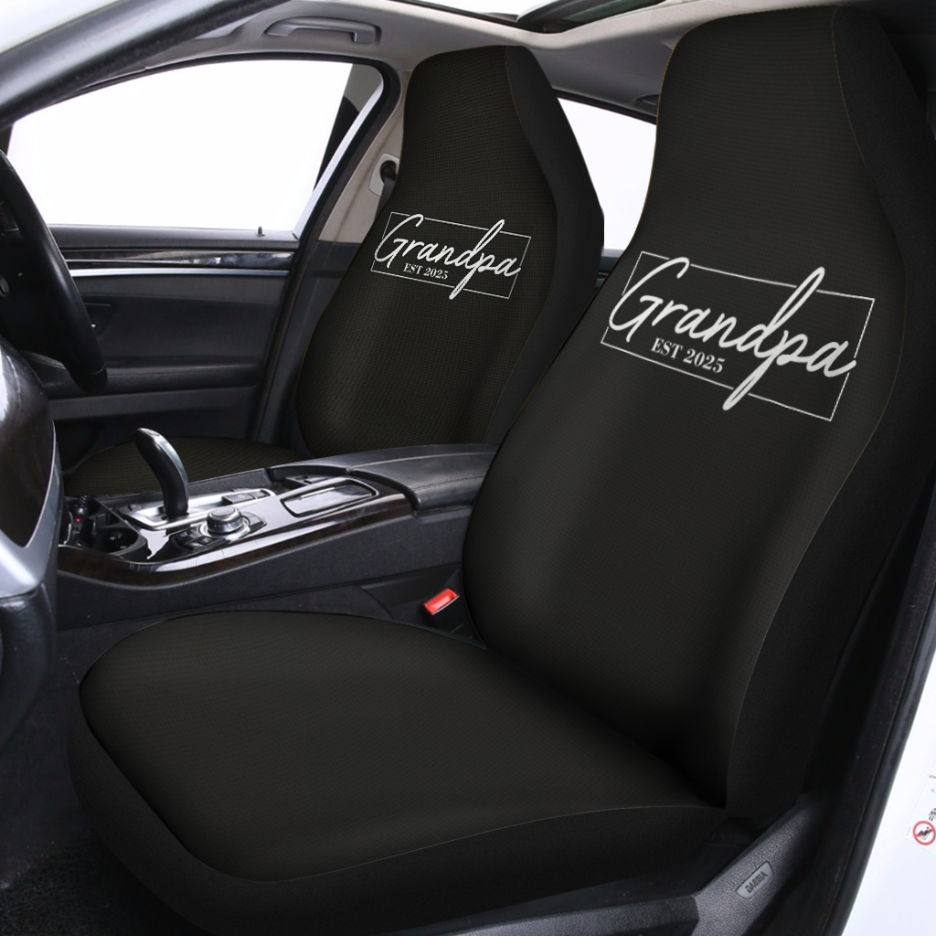 Personalize Grandpa Gift For Fathers Day, Customized Grandpa Car Seat Covers, Custom For Your Cars, Car Bucket Seat Protection Airbag Compatible 2 PCS, Car Accessories, Happy Father's Day, Father's Day Gift - Delicate Leather