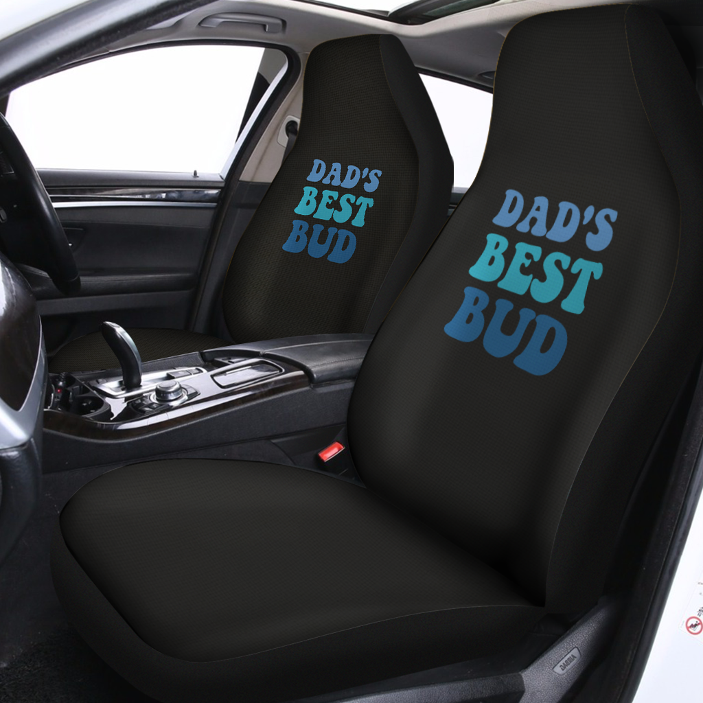 Dad's Best Bud Car Seat Covers, Custom For Your Cars, Car Bucket Seat Protection Airbag Compatible 2 PCS, Car Accessories, Happy Father's Day, Father's Day Gift - Delicate Leather