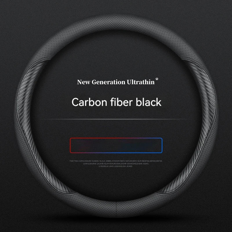 Full Leather Steering Wheel Cover – Ultra-Thin, Non-Slip, Breathable, Universal 14.5–15.5 Inch, All-Season Protection - Delicate Leather