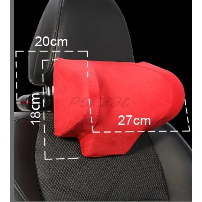 Adjustable Memory Foam Car Headrest Pillow – Universal Neck Support for Driver & Passenger - Delicate Leather