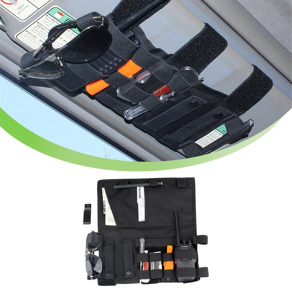 Top Roof Sun Visor Storage Bag - Sunshade Holder Organizer for Car Accessories - Delicate Leather