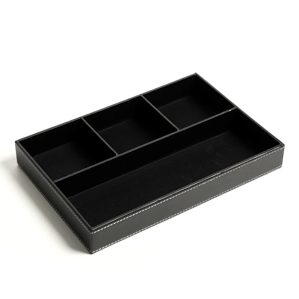 Storage Large Capacity Leather Organizer Box Tray for Keys and Office Supplies - Delicate Leather