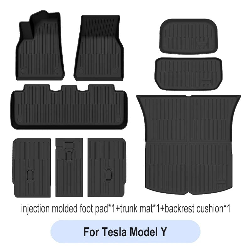 TPE Floor Mats Set for Tesla Model Y / Model 3 2024 – Waterproof, Anti-Slip, Left-Hand Drive Fit - Delicate Leather