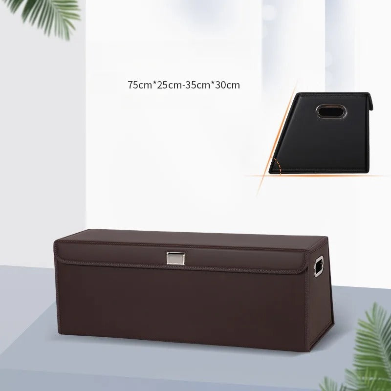 PU Leather Trunk Storage Box – Foldable Car Organizer for Tools & Accessories - Delicate Leather