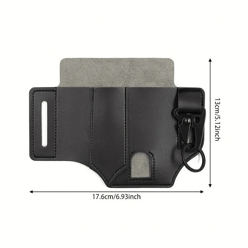Tactical Multi-Tool Belt Leather Bag - Portable Tool Storage Holster for Outdoor Camping, Hunting, and EDC - Delicate Leather