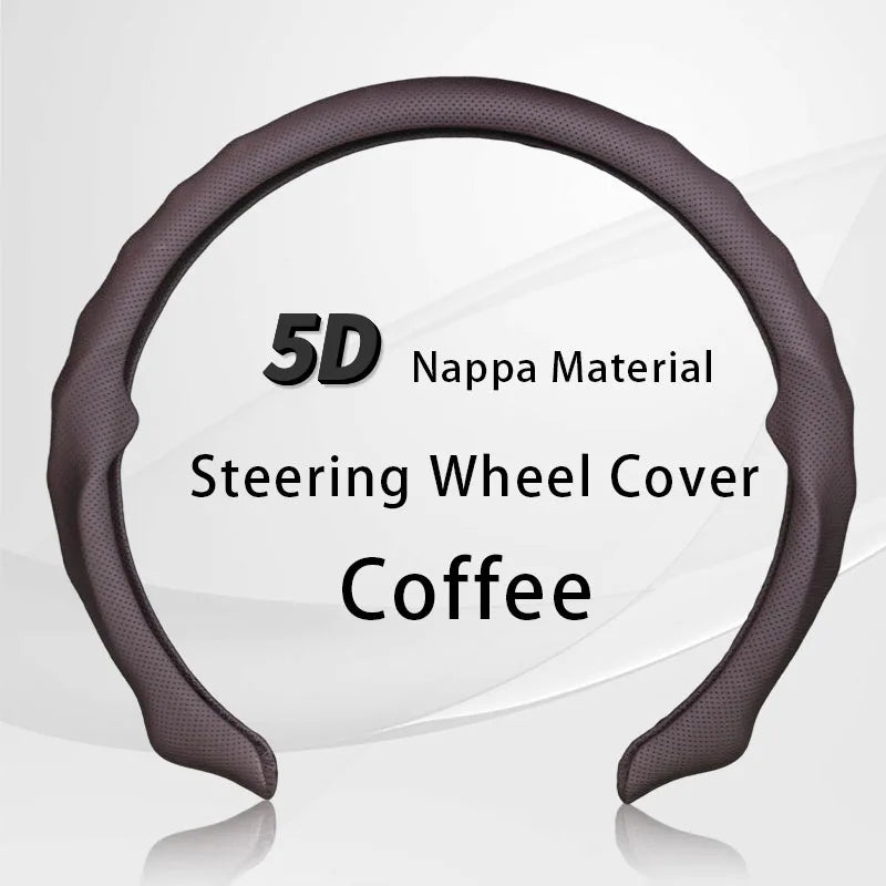 Ultra-Thin Nappa Leather Steering Wheel Cover with Breathable Strap Holes Non-Slip Universal Fit - Delicate Leather