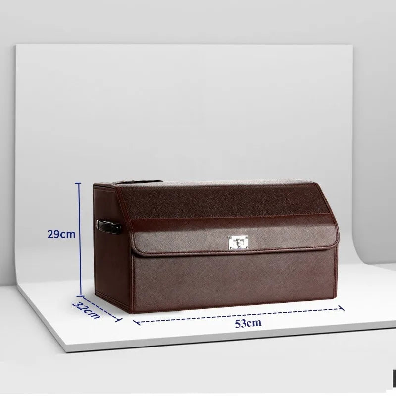 Foldable Car Trunk Storage Box – Large Capacity Leather Organizer for Auto Accessories, Waterproof and Easy to Store - Delicate Leather