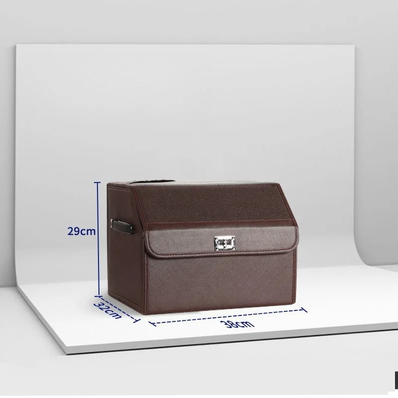 Foldable Car Trunk Storage Box – Large Capacity Leather Organizer for Auto Accessories, Waterproof and Easy to Store - Delicate Leather