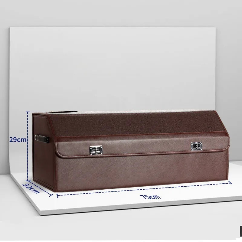 Foldable Car Trunk Storage Box – Large Capacity Leather Organizer for Auto Accessories, Waterproof and Easy to Store - Delicate Leather