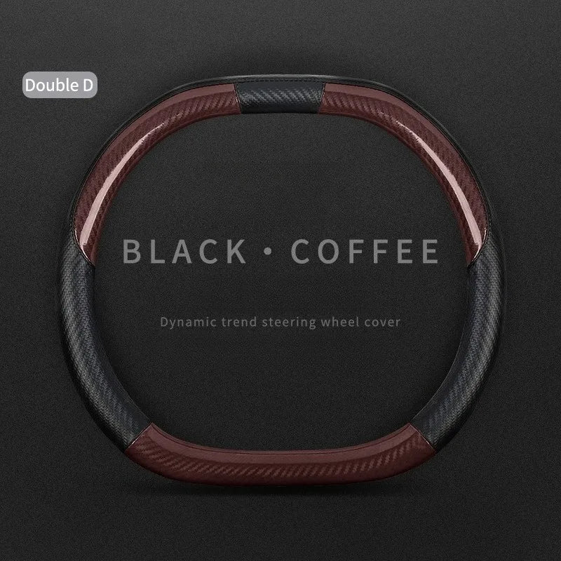 Carbon Fiber Leather Car Steering Wheel Cover – Universal Non-Slip O/D Type Steering Wheel Covers - Delicate Leather