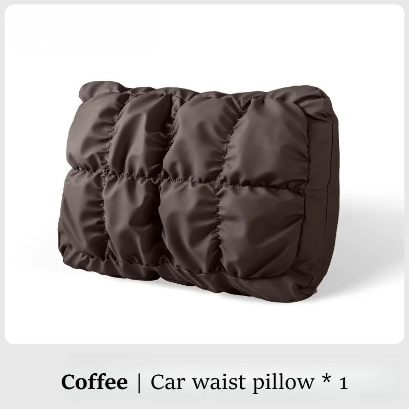 Car Neck Pillow and Lumbar Support Set – Soft Leather Seat Headrest and Back Cushion, Universal Fit - Delicate Leather