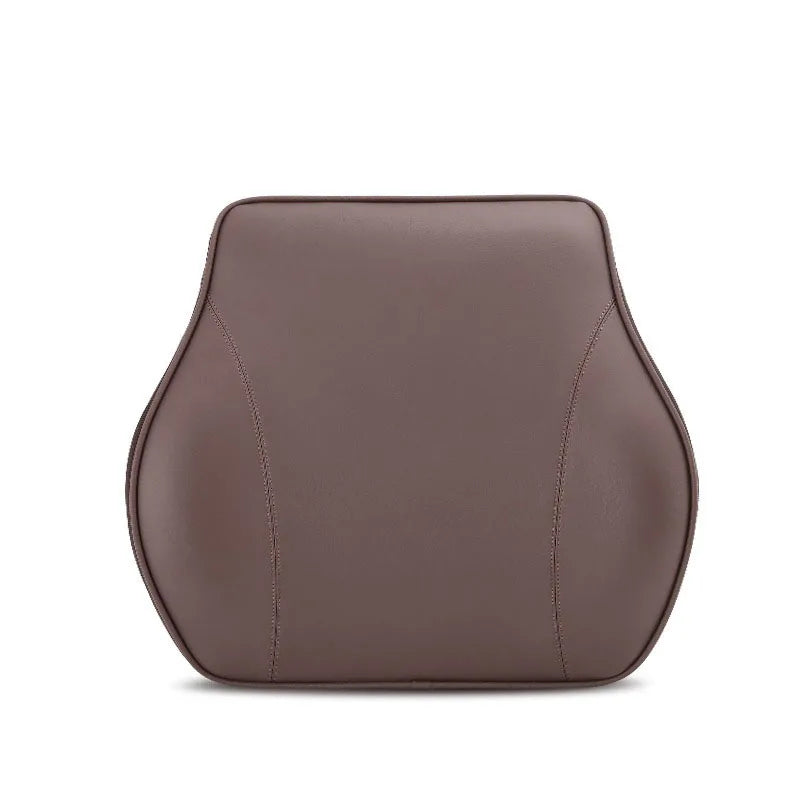 Universal Nappa Leather Car Neck Pillow – Memory Foam Headrest & Waist Support Cushion for Car Interior - Delicate Leather