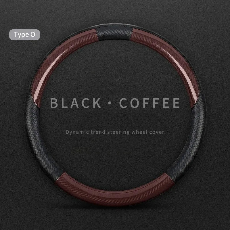 Carbon Fiber Leather Car Steering Wheel Cover – Universal Non-Slip O/D Type Steering Wheel Covers - Delicate Leather