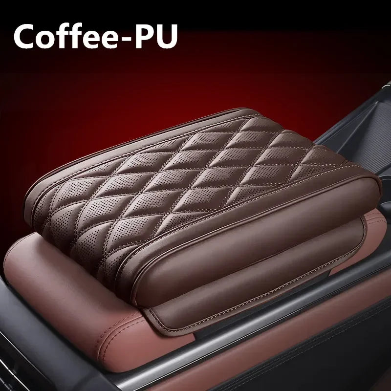 Universal Car Armrest Pad – Premium Leather Center Console Cushion with Memory Foam, Easy Installation - Delicate Leather