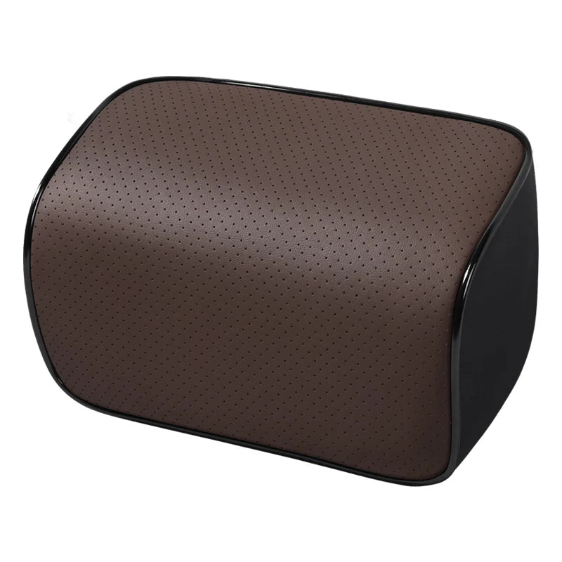 Universal Car Headrest and Lumbar Support Pillow – Memory Foam Neck & Waist Cushion for Car Interior - Delicate Leather