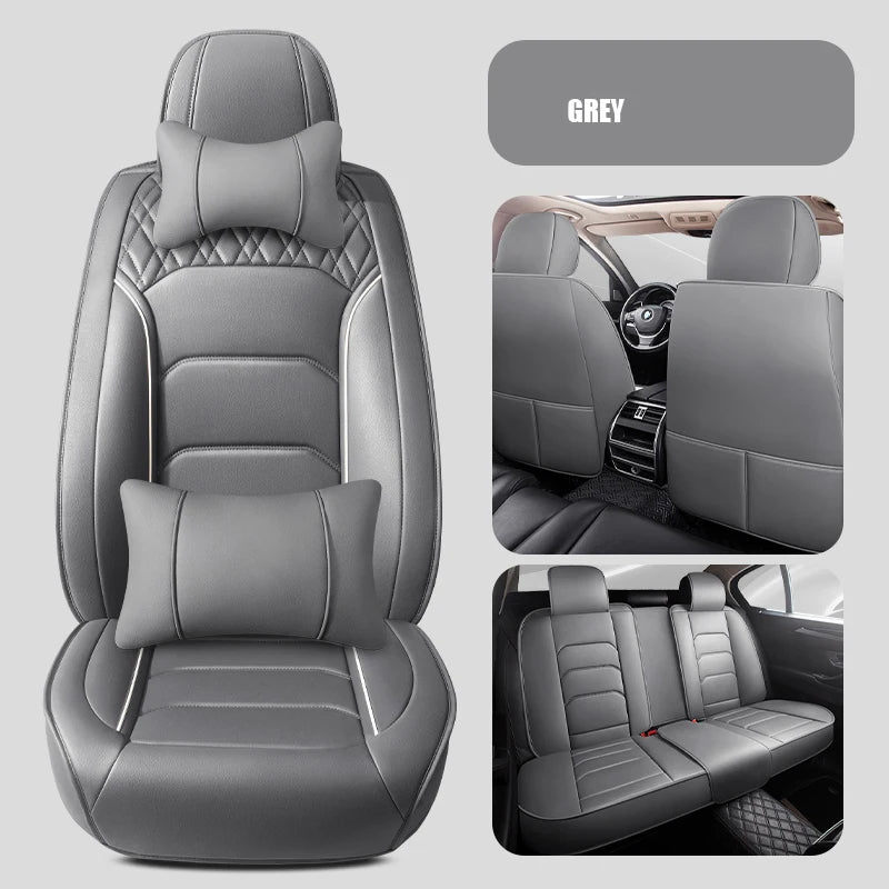 Full Set Leather Car Seat Covers – Waterproof, Universal Fit, Front & Rear Auto Seat Protection for Most Vehicles - Delicate Leather