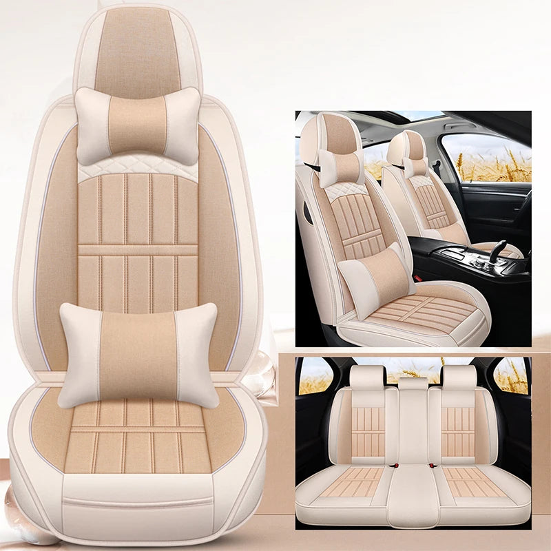 Breathable Universal Car Seat Covers – Front & Rear Protection for Auto Interior - Delicate Leather