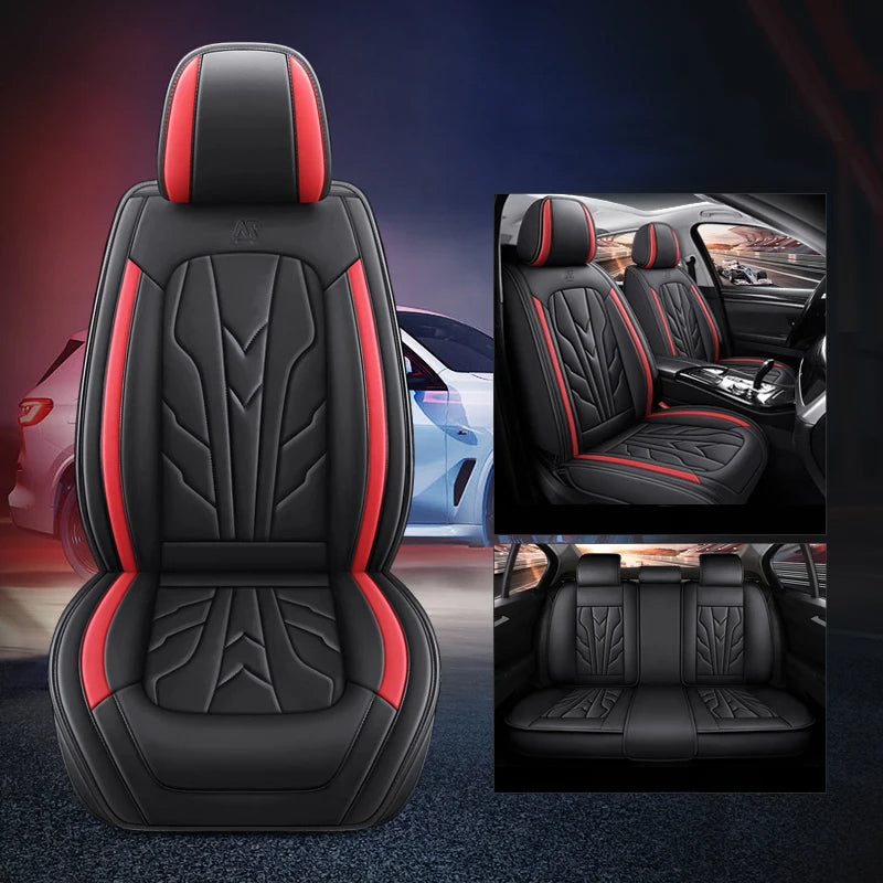 Universal PU Leather Car Seat Covers – Full Protection, Waterproof, Front & Rear Auto Seat Cover for Most Vehicles - Delicate Leather