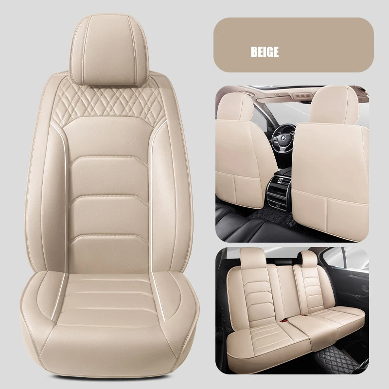 Full Set Leather Car Seat Covers – Waterproof, Universal Fit, Front & Rear Auto Seat Protection for Most Vehicles - Delicate Leather