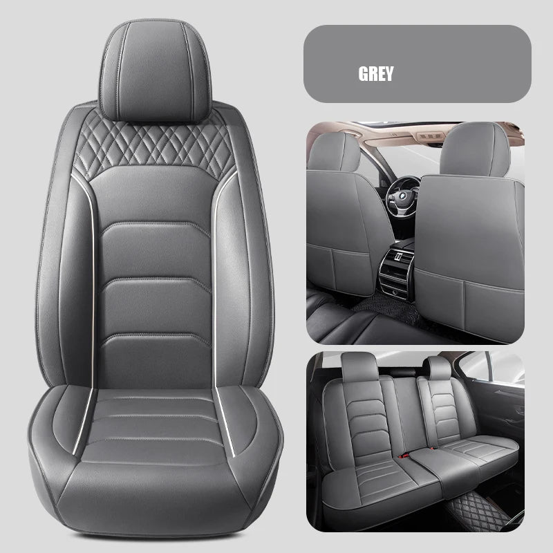 Full Set Leather Car Seat Covers – Waterproof, Universal Fit, Front & Rear Auto Seat Protection for Most Vehicles - Delicate Leather