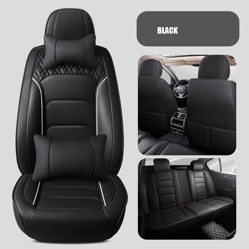 Full Set Leather Car Seat Covers – Waterproof, Universal Fit, Front & Rear Auto Seat Protection for Most Vehicles - Delicate Leather