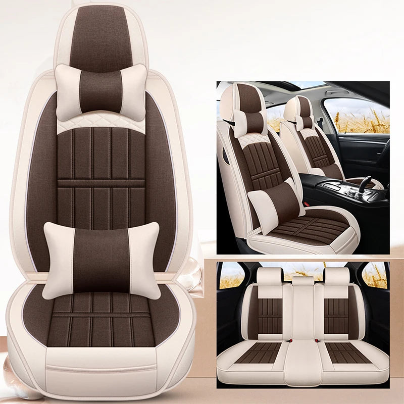 Breathable Universal Car Seat Covers – Front & Rear Protection for Auto Interior - Delicate Leather
